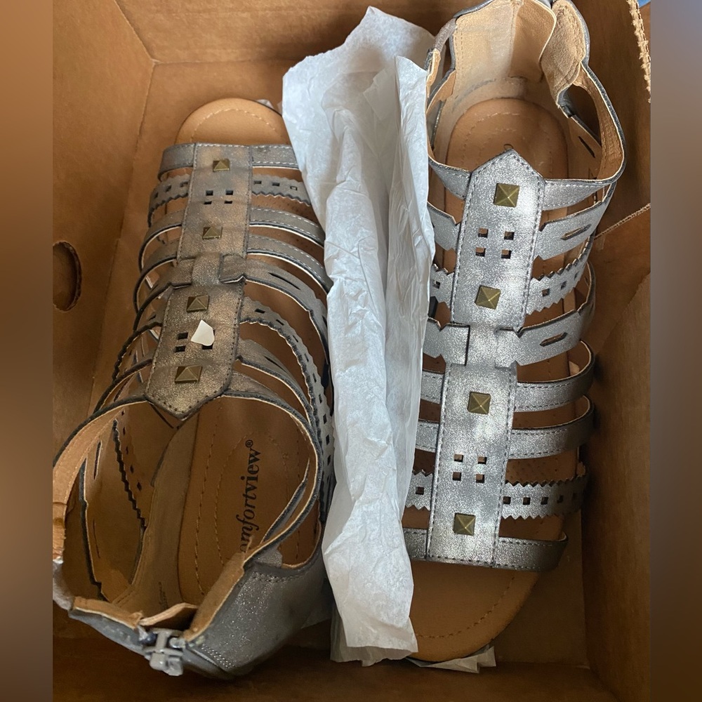 Shimmering Silver Strapped Sandals